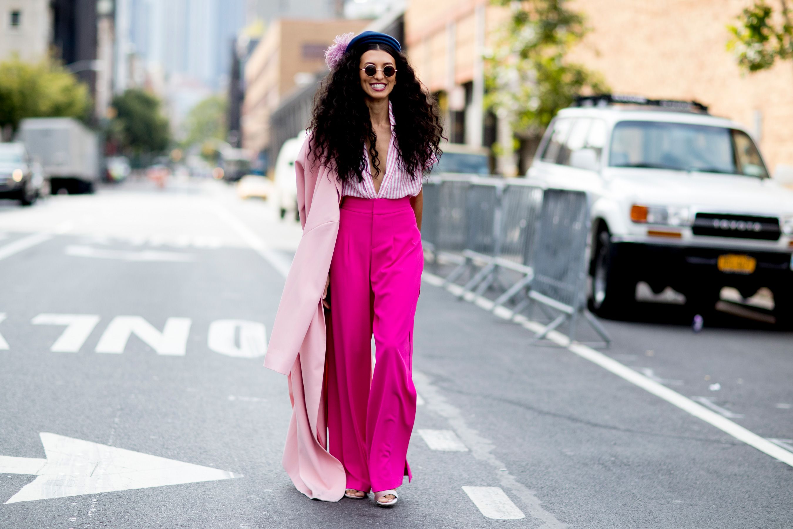 Moda Pantalones Pantalones anchos Pantal\u00f3n anchos rosa empolvado look Street-Style 