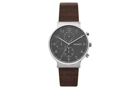 Skagen Ancher Chronograph Leather Watch