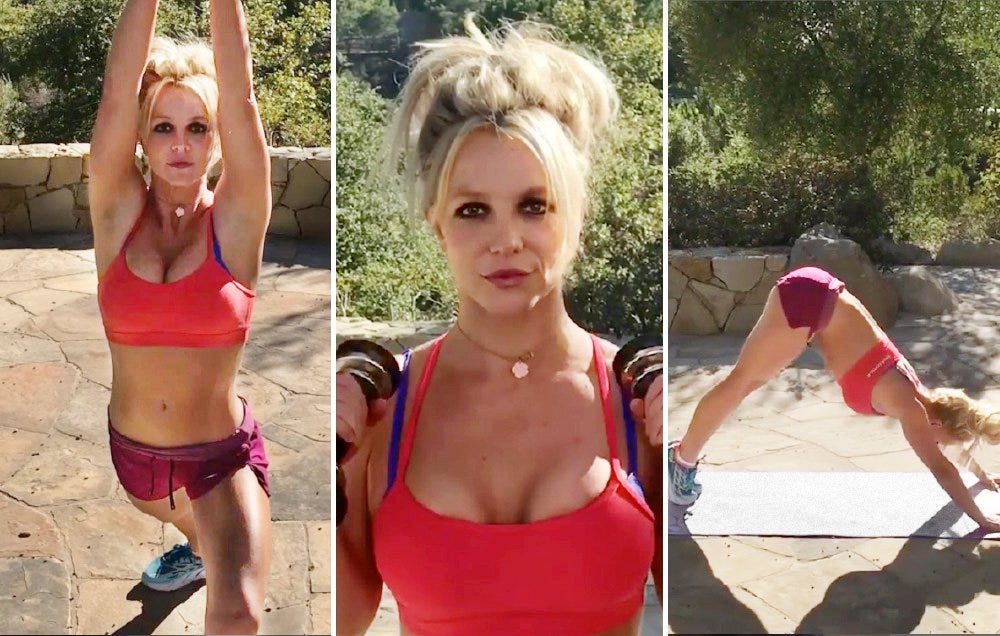 Watch Britney Spears Get A Killer Triceps Workout In New Exercise Video Men S Health