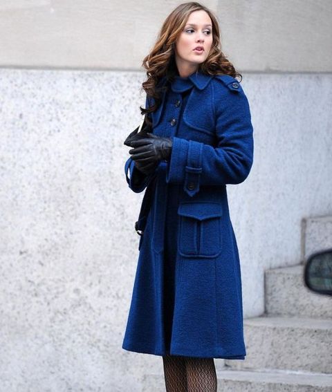 gossip girl blair waldorf winter blue coat