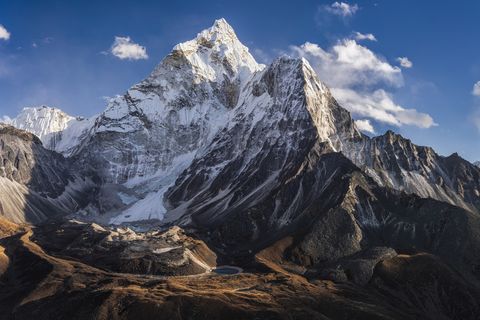 75mpix panorama of beautiful mount ama dablam in  himalayas, nepal