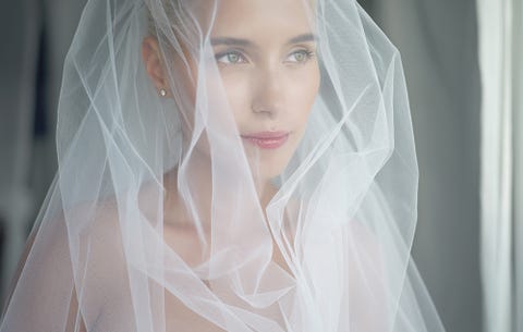 Wearing a bride veil