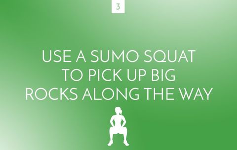 Sumo squat to pick up big rocks
