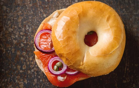 Vegan lox and cream cheese bagel