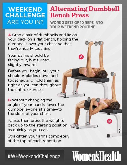 Weekend Challenge Alternating Dumbbell Bench Press