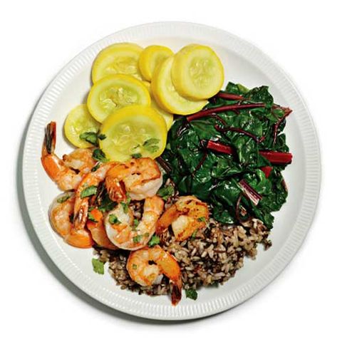 Cilantro Shrimp with Squash, Chard, and Wild Rice