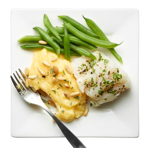 Cod with Rosemary Polenta and Beans