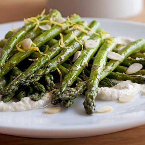 Healthy Roast Asparagus with Creamy Almond Vinaigrette image