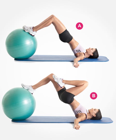 Marching Hip Raise with Feet on a Swiss Ball
