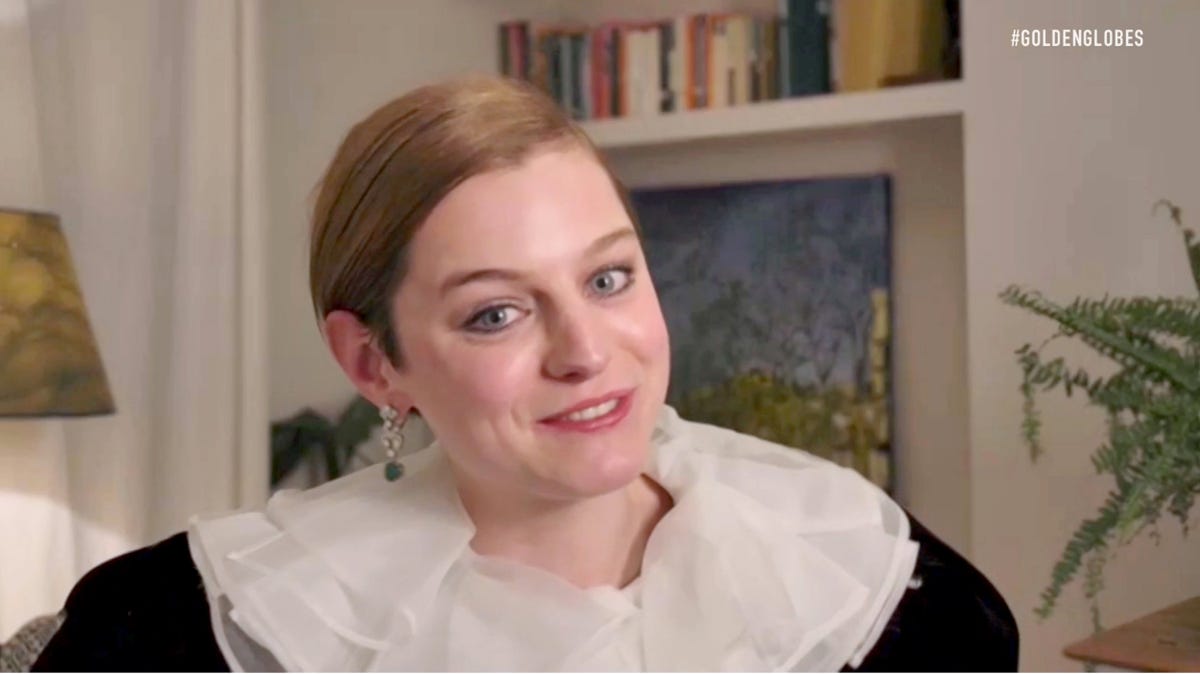 Emma Corrin Channels Princess Diana at the 2021 Golden Globes