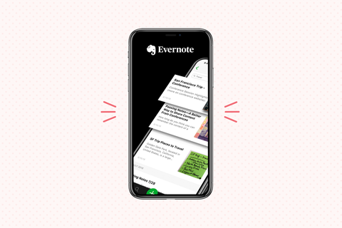 evernote app displayed on iphone