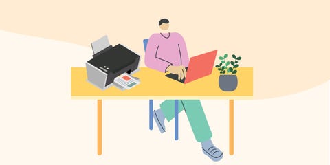 person printing at desk