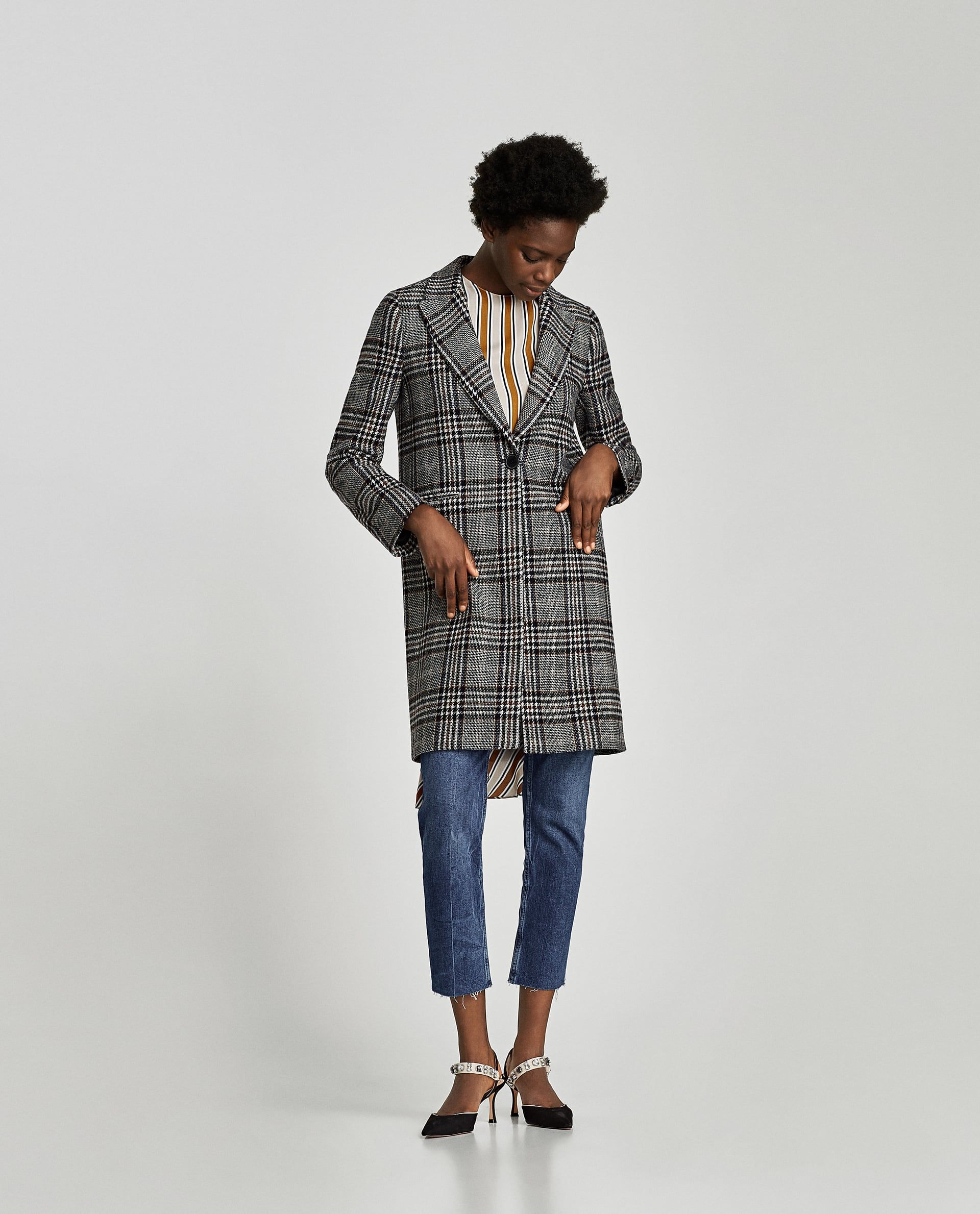 gingham coat zara