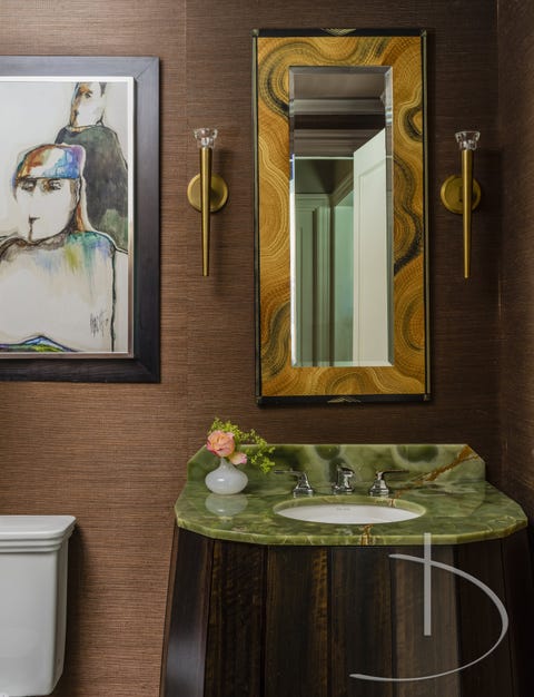 Room, Green, Property, Furniture, Sink, Interior design, Yellow, Mirror, Bathroom, Wall, 