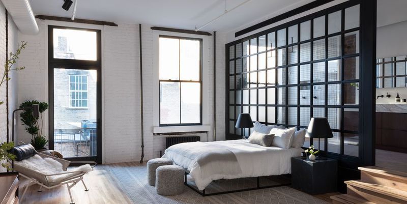 black and white bedroom