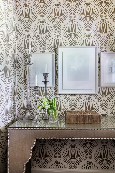 Room, Wallpaper, Wall, Interior design, Living room, Furniture, Pattern, Design, Home, Rectangle, 