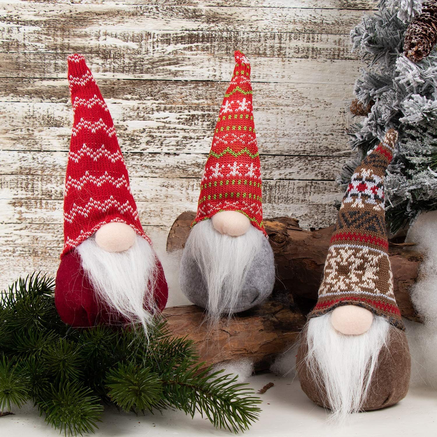 Santa Gnomes Xmas Ornaments Wood Christmas Gnomes Magnets Color-Me-Ornaments Color-Me-Magnets