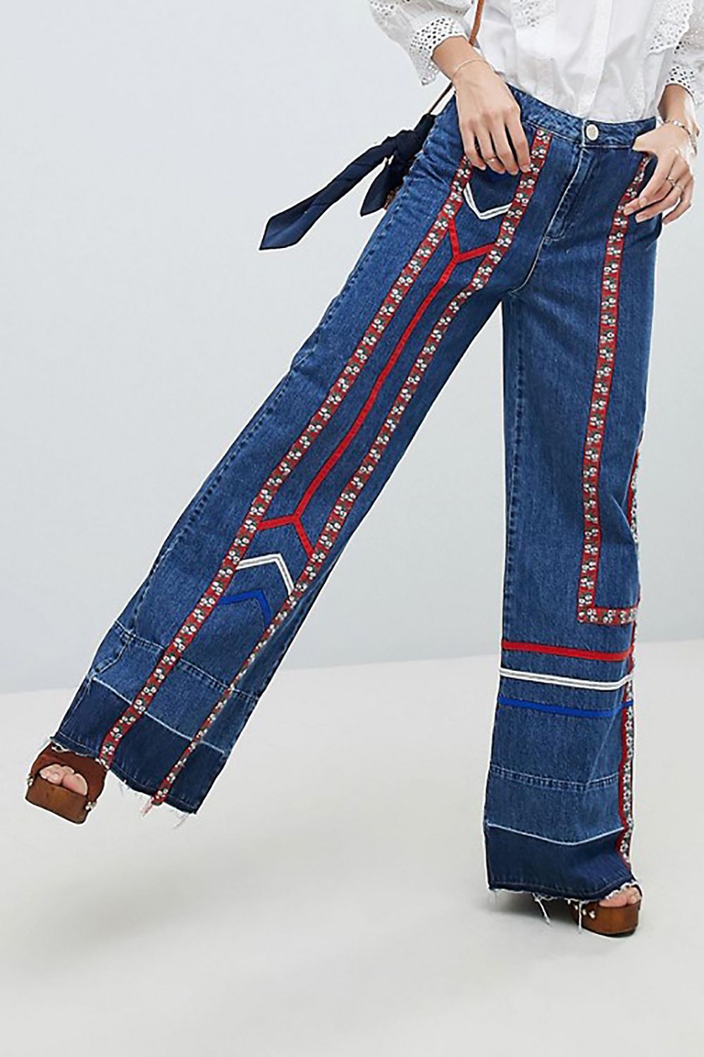 mixed color jeans