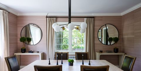Room, Dining room, Ceiling, Furniture, Interior design, Property, Building, Lighting, Table, House, 