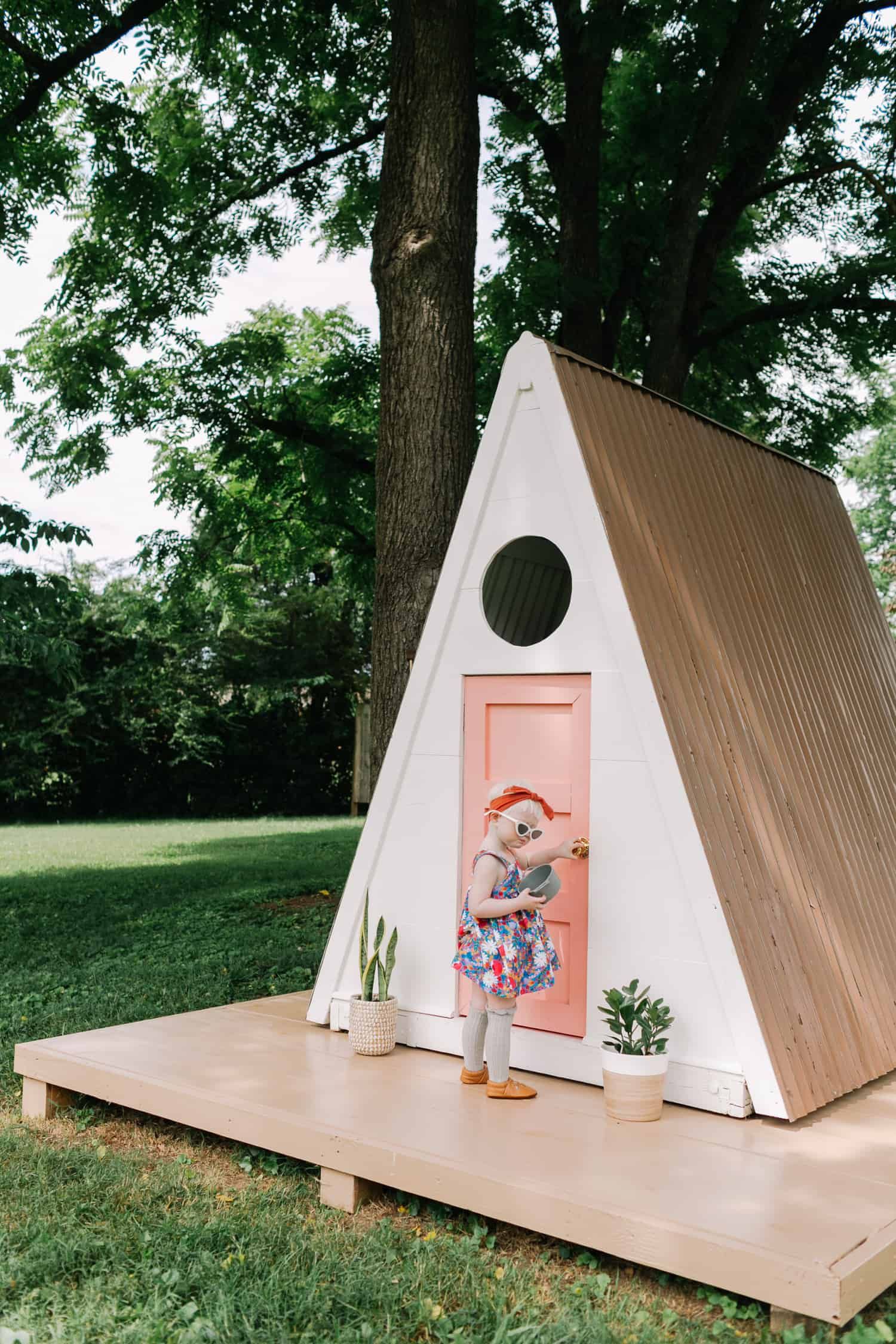 Playhouse Slide Plans DIY Children Outdoor Playset Kids Wood Shelter Playground 