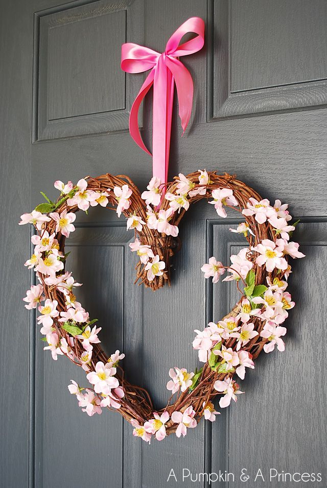 Valentines Day Double Heart Door Wreath Wall Hanging Decor Swag Floral Gift Pick 