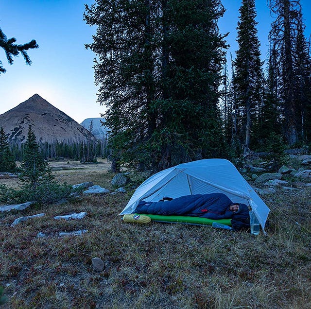 person sleeping in tent in big agnes sidewinder sl sleeping bag