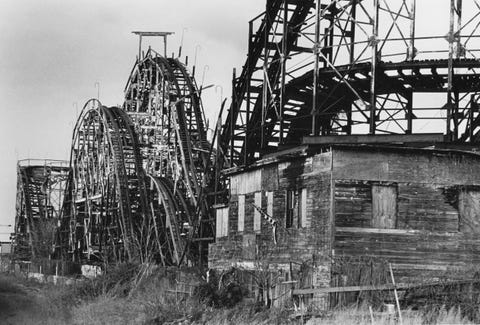 Abandoned Derelict Wooden Roller Coaster