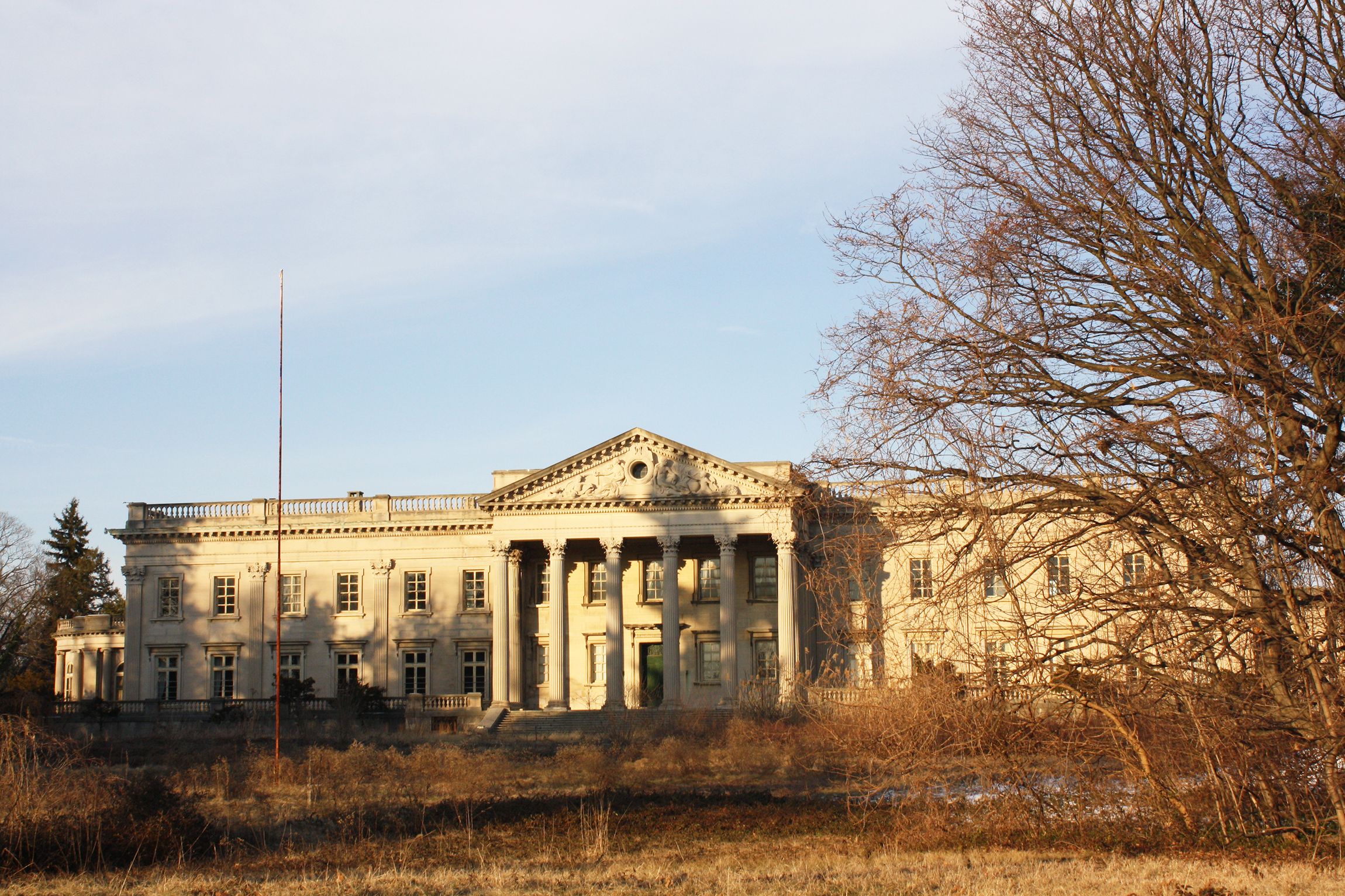 deserted house with lake