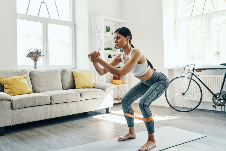 Women working out at home