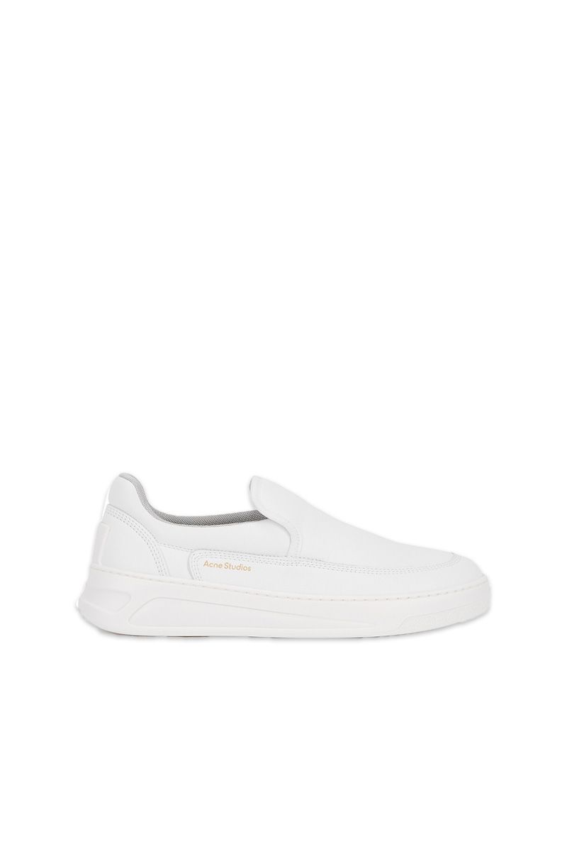 white leather slip on trainers