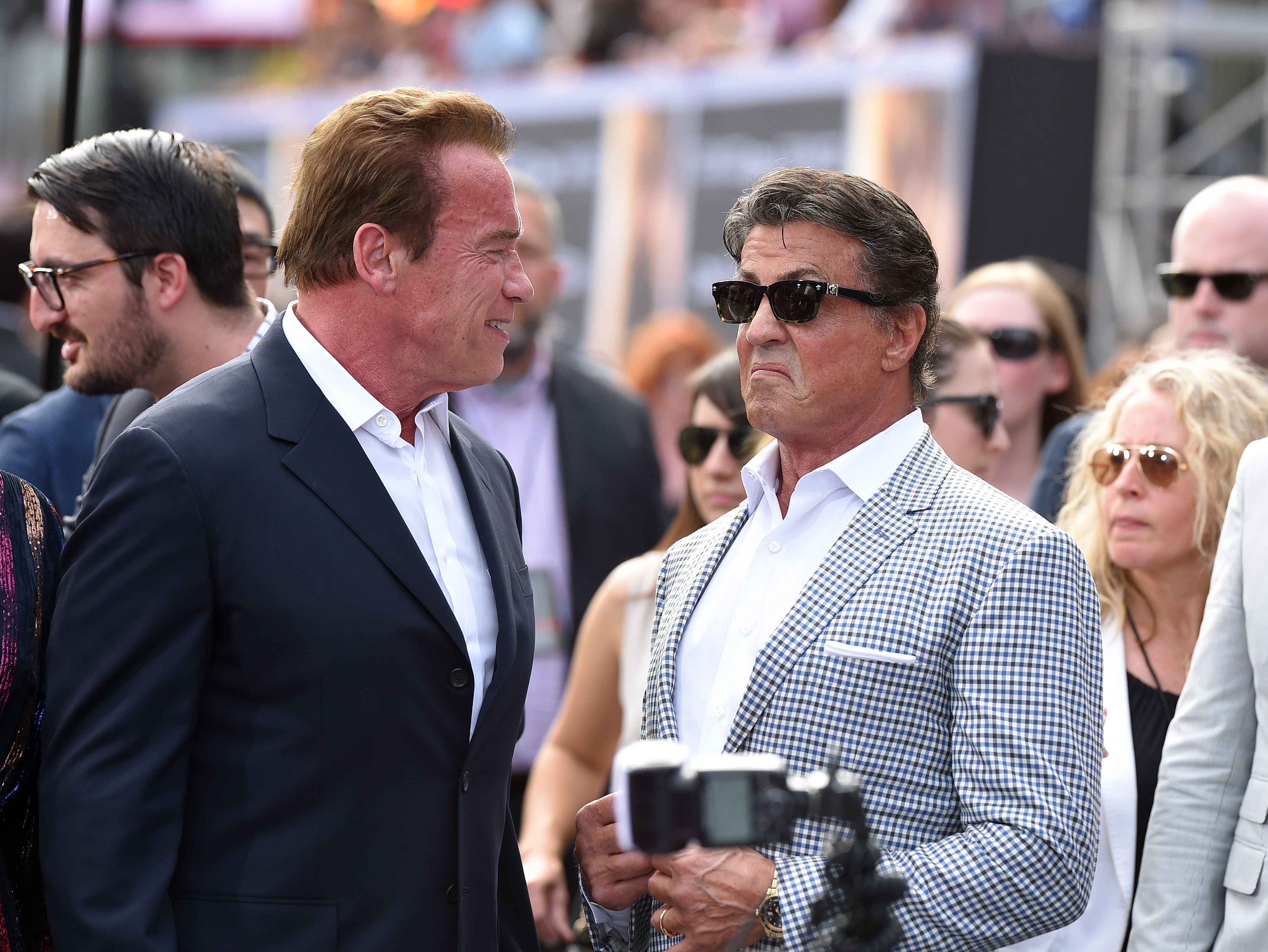 Schwarzenegger Trolls Stallone Over His 'Knife' Size in Instagram Video