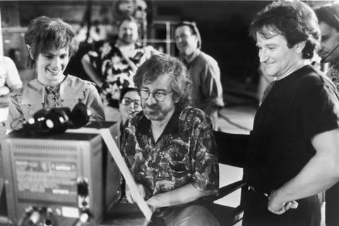 roberts, spielberg, williams on the set of hook