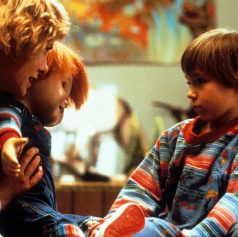 Actress And Child Actor With Chucky In 'Child's Play'