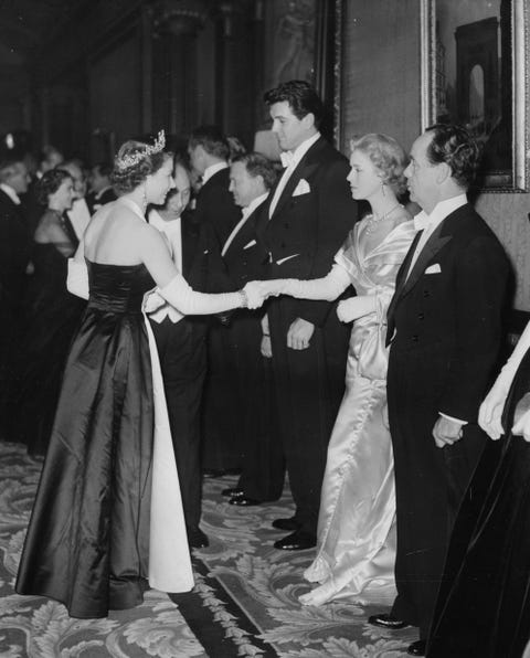 queen elizabeth ii, veronica hurst and rock hudson