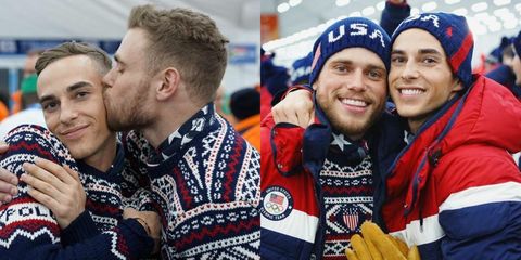 Gus Kenworthy and Adam Rippon at the 2018 Winter Olympics Opening Ceremonies