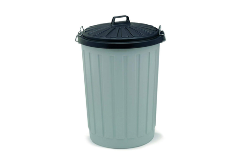 Addis Outdoor Round Dustbin with Lockable Lid, Grey/Black, 90 Litre