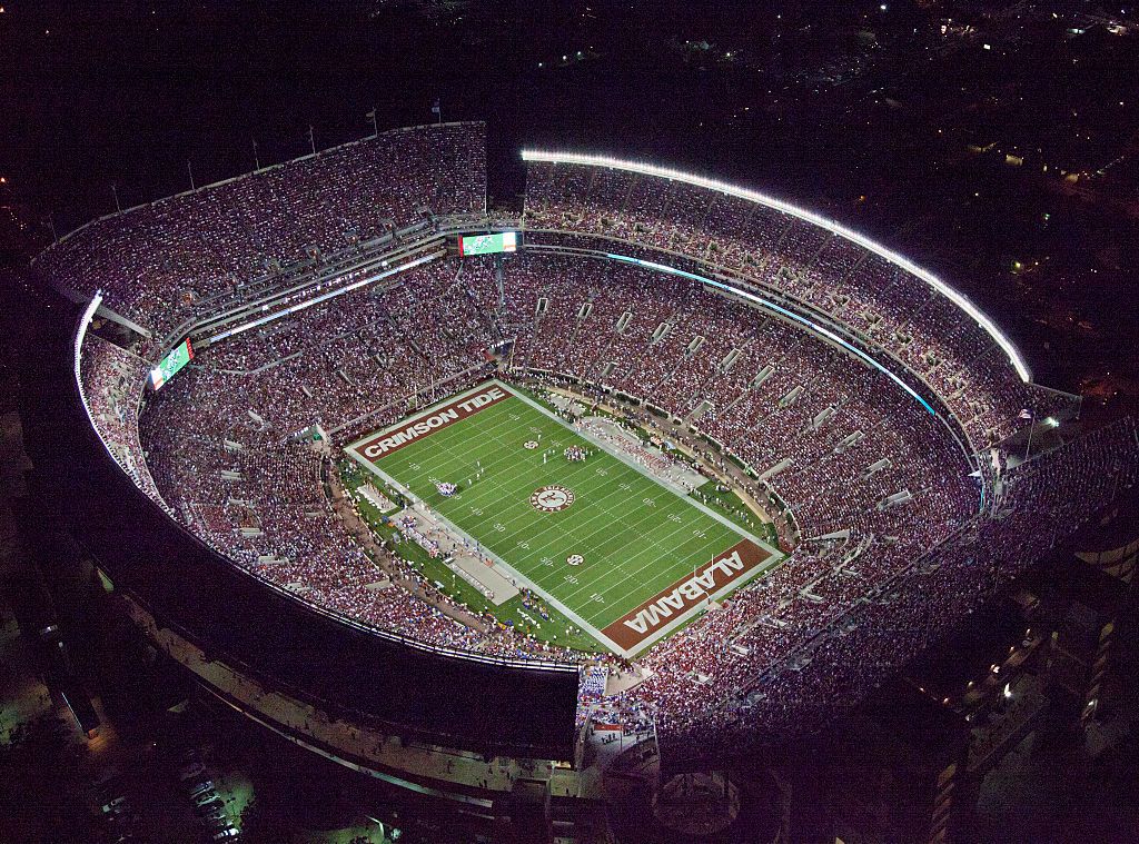 college football stadium at night