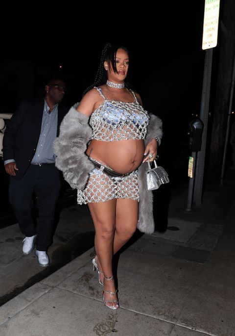 rihanna leaves little to the imagination in her sparkling attire as she and asap rocky grab dinner in celebration of mother's day at giorgio baldi in santa monica