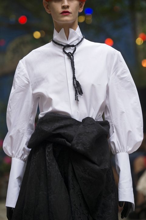 Dress shirt, Collar, Sleeve, Fashion, Costume accessory, Bag, Street fashion, Luggage and bags, Costume, Bow tie, 