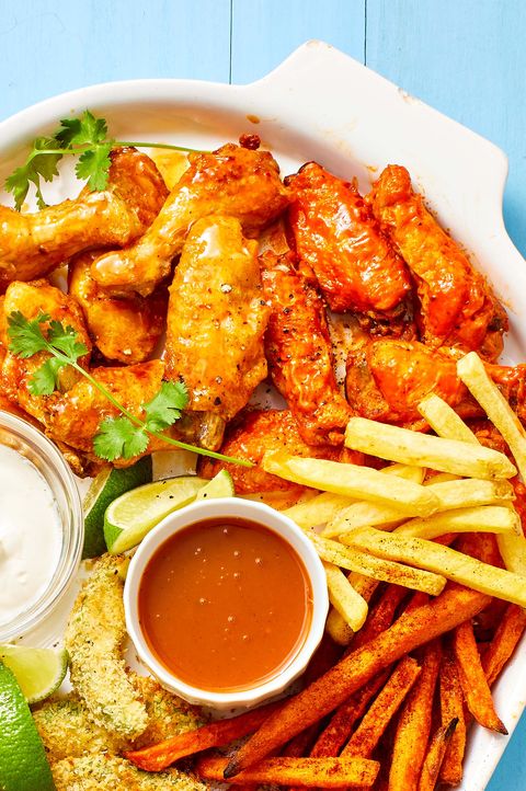 air fryer chicken wings with french fries