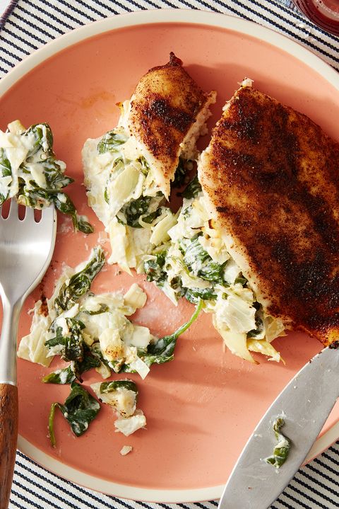 air fryer spinach and artichoke stuffed chicken breast