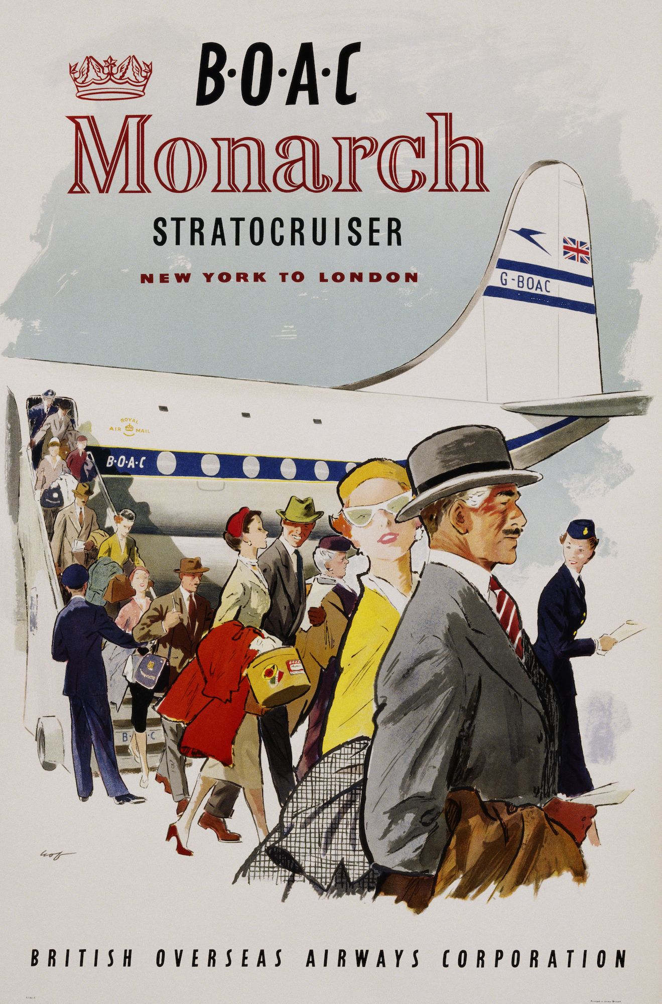 Fly BEA to Amsterdam Holland Europe Vintage Travel Art Poster Advertisement 