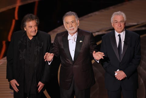 al pacino, francis ford coppola y robert de niro en los oscars 2022