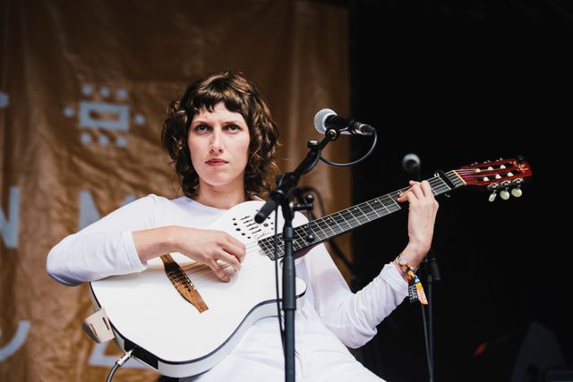 brecon, wales   august 19  aldous harding performs on the walled garden stage during day 3 at green man festival at brecon beacons on august 19, 2017 in brecon, wales  photo by andrew bengeredferns