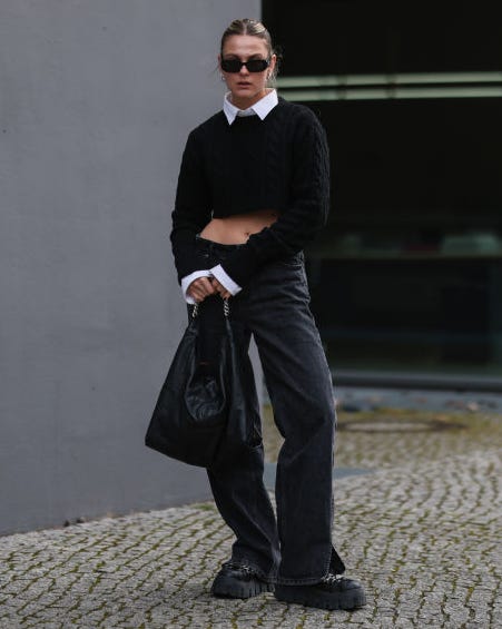 jeans preto wide leg
