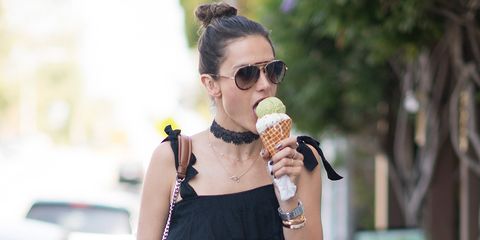 Alessandra Ambrosio eating ice cream