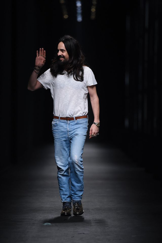 milan, italy   february 24  designer alessandro michele acknowledges the applause of the audience after the gucci show during milan fashion week fallwinter 201617 on february 24, 2016 in milan, italy  photo by venturelliwireimage