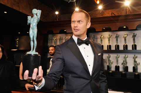 24th Annual Screen Actors Guild Awards - Trophy Room los angeles, ca january 21 actor alexander skarsgård poses in the trophy room at the 24th annual screen actors guild awards at the shrine auditorium on january 21, 2018 in los angeles, california 27522012 photo by john sciulligetty images for turner