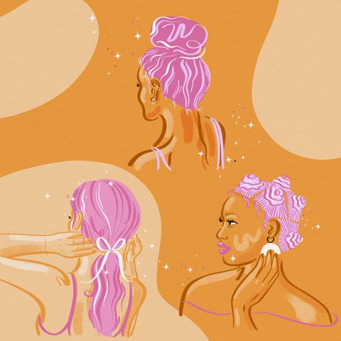 Illustration of three women with long-lasting hairstyles