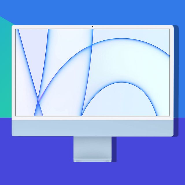blue apple imac desktop computer